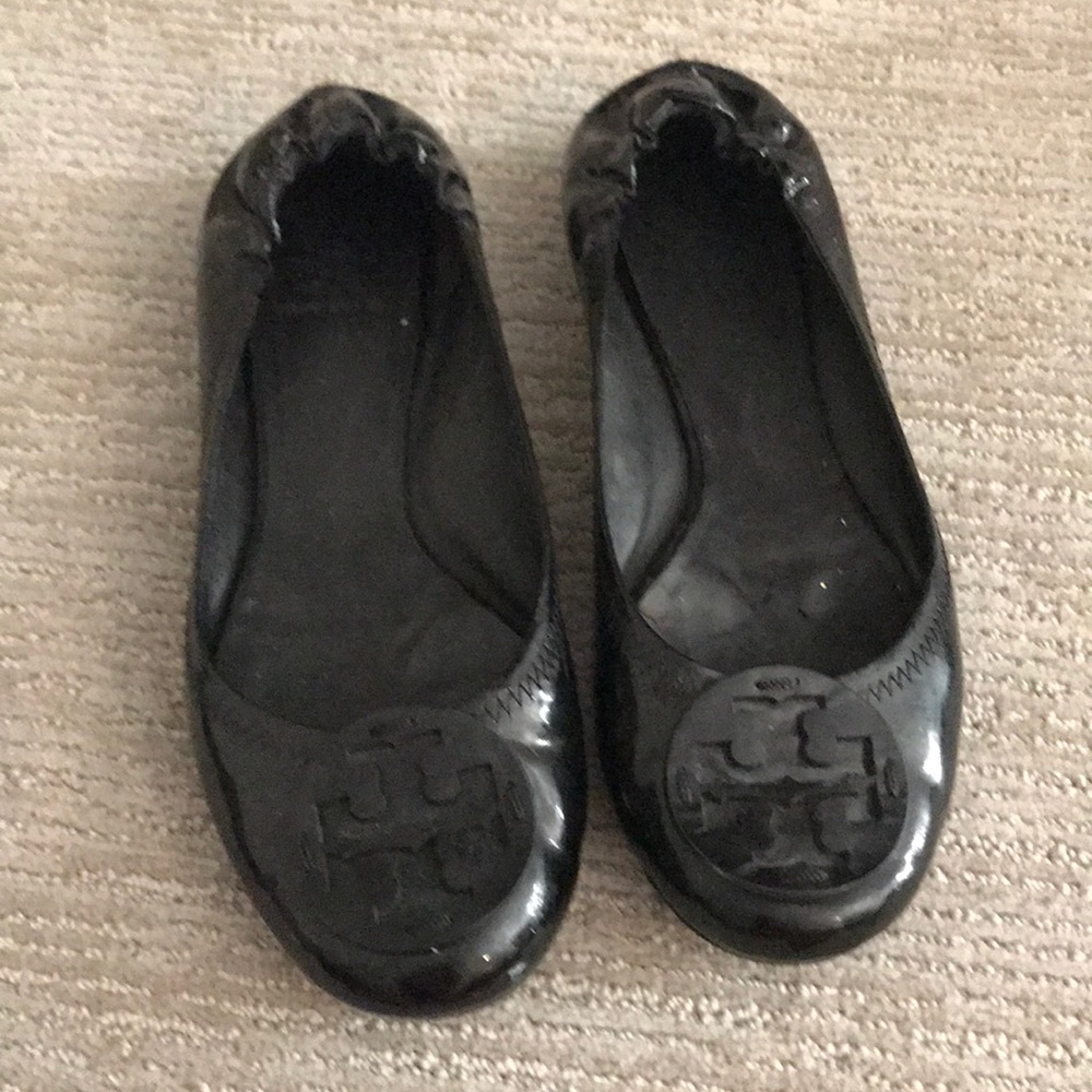 Tory Burch Reva Flat Patent Leather Black